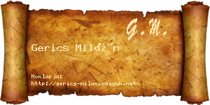 Gerics Milán névjegykártya