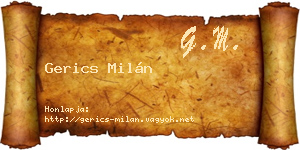 Gerics Milán névjegykártya